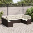 vidaXL Tuinbank Set met opslag 9 pcs Zwart en wit poly rattan