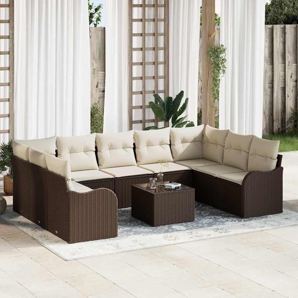 vidaXL Tuinbank Set met opslag 9 pcs Zwart en wit poly rattan