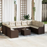 vidaXL Tuinbank Set met opslag 9 pcs Zwart en wit poly rattan
