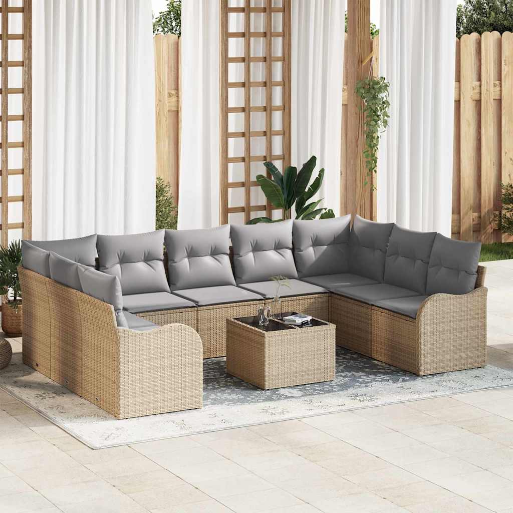 vidaXL Tuinbank Set met opslag 9 pcs Zwart en wit poly rattan