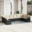 vidaXL Tuinbank Set met opslag 10 pcs Zwart en wit poly rattan
