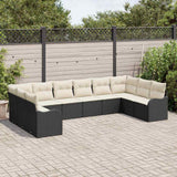 vidaXL Tuinbank Set met opslag 10 pcs Zwart en wit poly rattan