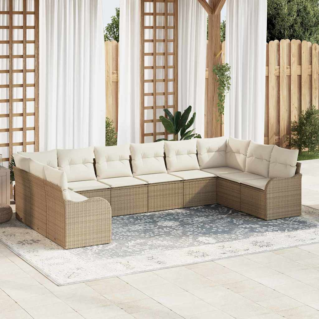 vidaXL Tuinbank Set met opslag 10 pcs Zwart en wit poly rattan