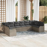 vidaXL Tuinbank Set met opslag 10 pcs Zwart en wit poly rattan