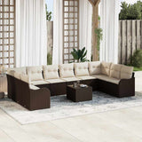vidaXL Tuinbank Set met opslag 10 pcs Zwart en wit poly rattan
