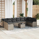 vidaXL Tuinbank Set met opslag 10 pcs Zwart en wit poly rattan