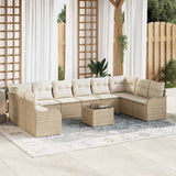 vidaXL Tuinbank Set met opslag 10 pcs Zwart en wit poly rattan