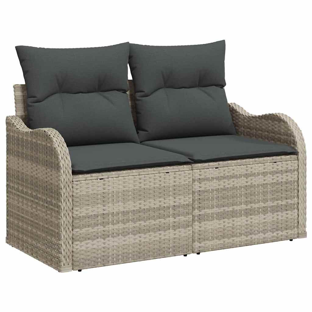 vidaXL Tuinbank Set met opslag 10 pcs Zwart en wit poly rattan