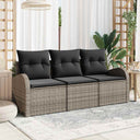 vidaXL Tuinbank Set met kussen 3 pcs Zwart en wit Poly rattan