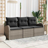 vidaXL Tuinbank Set met kussen 3 pcs Zwart en wit Poly rattan