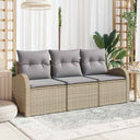 vidaXL Tuinbank Set met kussen 3 pcs Zwart en wit Poly rattan