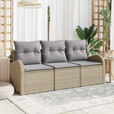 vidaXL Tuinbank Set met kussen 3 pcs Zwart en wit Poly rattan