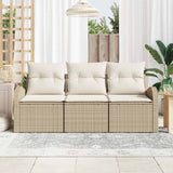 vidaXL Tuinbank Set met kussen 3 pcs Zwart en wit Poly rattan