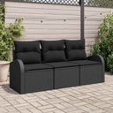 vidaXL Tuinbank Set met kussen 3 pcs Zwart en wit Poly rattan