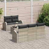 vidaXL Tuinbank Set 6 pcs Zwart en Crème Poly rattan, staal en glas