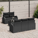 vidaXL Tuinbank Set 6 pcs Zwart en Crème Poly rattan, staal en glas