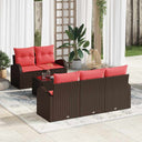 vidaXL Tuinbank Set met opslag 6 pcs Beige en Rood poly rattan