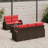 vidaXL Tuinbank Set met opslag 6 pcs Beige en Rood poly rattan