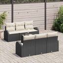 vidaXL Tuinbank Set met opslag 7 pcs Zwart en Crème poly rattan