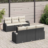 vidaXL Tuinbank Set met opslag 7 pcs Zwart en Crème poly rattan