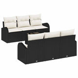 vidaXL Tuinbank Set met opslag 7 pcs Zwart en Crème poly rattan