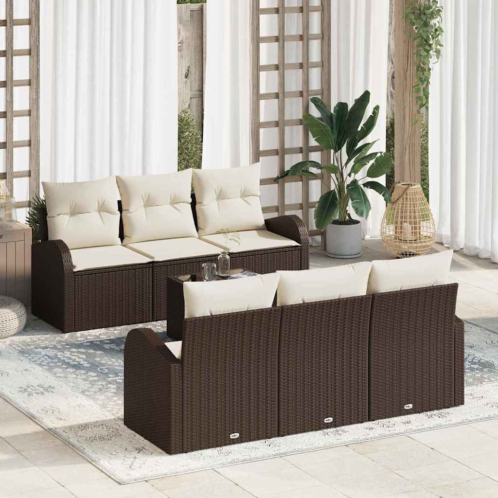 vidaXL Tuinbank Set met opslag 7 pcs Zwart en Crème poly rattan