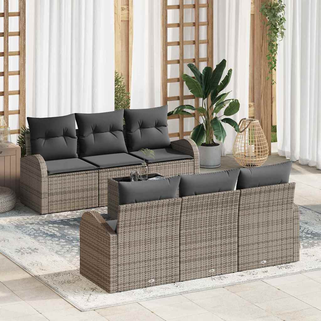 vidaXL Tuinbank Set met opslag 7 pcs Zwart en Crème poly rattan
