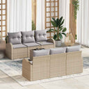 vidaXL Tuinbank Set met opslag 7 pcs Zwart en Crème poly rattan