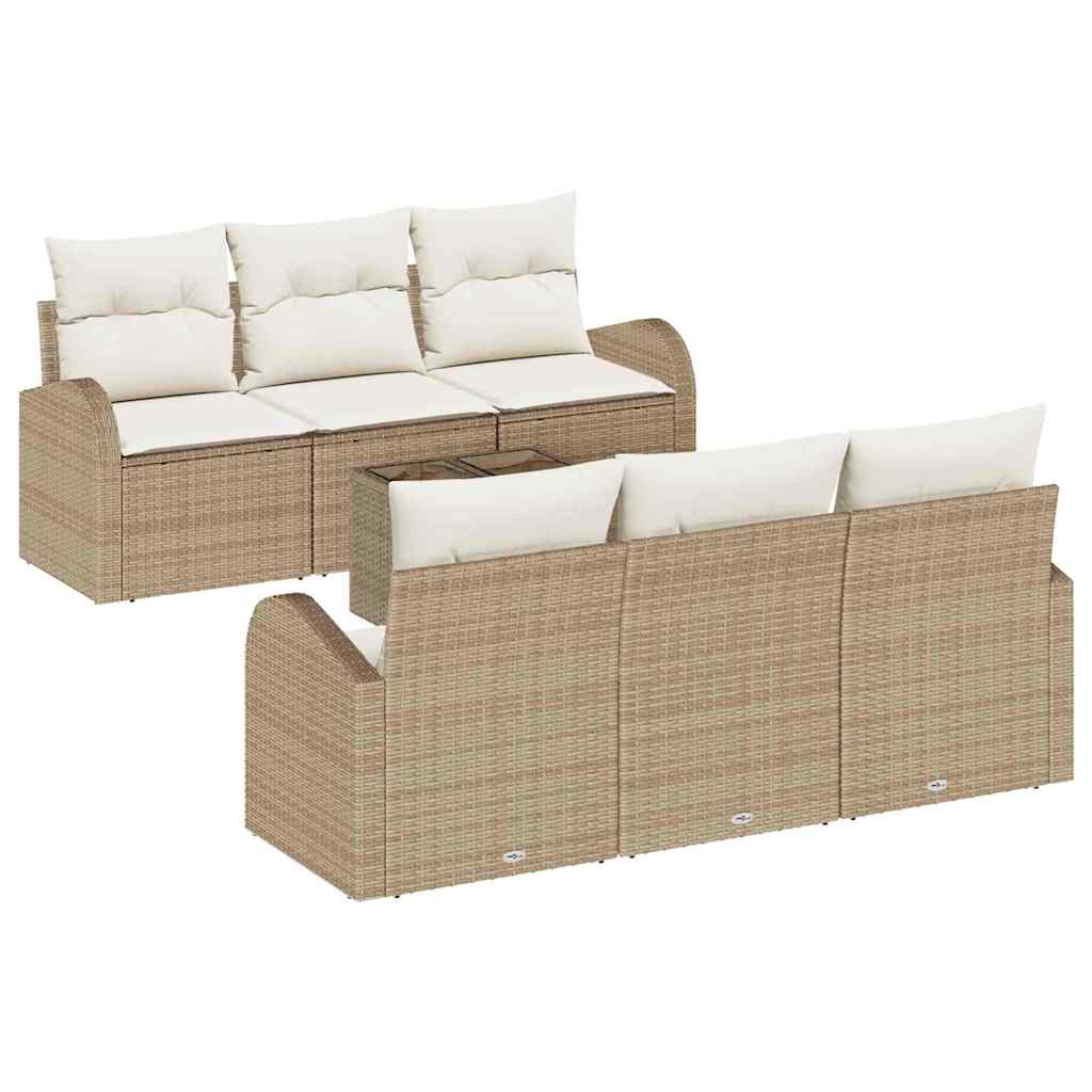 vidaXL Tuinbank Set met opslag 7 pcs Zwart en Crème poly rattan
