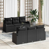 vidaXL Tuinbank Set met opslag 7 pcs Zwart en Crème poly rattan