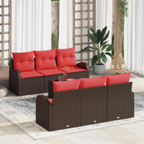 vidaXL Garden Bench Set with Storage 7 pcs Beige and Red poly rattan