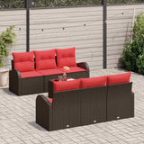 vidaXL Garden Bench Set with Storage 7 pcs Beige and Red poly rattan