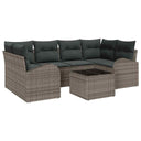 vidaXL Tuinbank Set 7 pcs Zwart en Crème Poly rattan, staal en glas