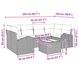 vidaXL Tuinbank Set met opslag 7 pcs Beige en Rood poly rattan
