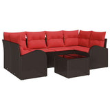 vidaXL Tuinbank Set met opslag 7 pcs Beige en Rood poly rattan