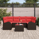 vidaXL Tuinbank Set met opslag 7 pcs Beige en Rood poly rattan