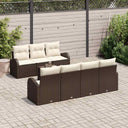 vidaXL Tuinbank Set 8 pcs Zwart en Crème Poly rattan, staal en glas