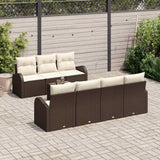 vidaXL Tuinbank Set 8 pcs Zwart en Crème Poly rattan, staal en glas