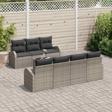vidaXL Tuinbank Set 8 pcs Zwart en Crème Poly rattan, staal en glas