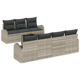 vidaXL Tuinbank Set 8 pcs Zwart en Crème Poly rattan, staal en glas