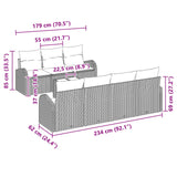 vidaXL Tuinbank Set met opslag 8 pcs Beige en Rood poly rattan