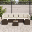 vidaXL Tuinbank Set 8 pcs Zwart en Crème Poly rattan, staal en glas