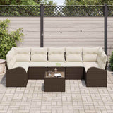 vidaXL Tuinbank Set 8 pcs Zwart en Crème Poly rattan, staal en glas