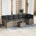 vidaXL Tuinbank Set 8 pcs Zwart en Crème Poly rattan, staal en glas