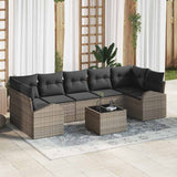 vidaXL Tuinbank Set 8 pcs Zwart en Crème Poly rattan, staal en glas