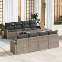 vidaXL Tuinbank Set met opslag 9 pcs Zwart en Crème poly rattan