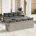 vidaXL Tuinbank Set met opslag 9 pcs Zwart en Crème poly rattan