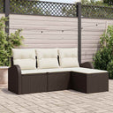 vidaXL Bankstel met kussen met opslag 4 pcs Zwart en Wit poly rattan