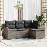 vidaXL Bankstel met kussen met opslag 4 pcs Zwart en Wit poly rattan