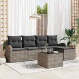 vidaXL Bankstel met kussen met opslag 5 pcs Zwart en Wit poly rattan